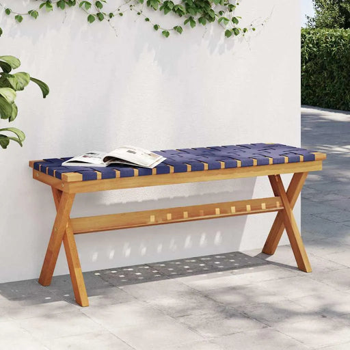 Garden Bench – Dark Blue and Brown Solid Acacia Wood | Webbing Design | VIDAXL - Little and Giant Explorers vidaXL