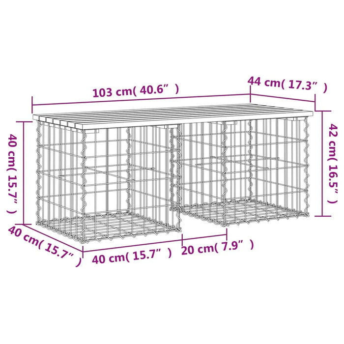 Garden Bench Gabion Design 103x44x42 cm Impregnated Wood Pine - Little and Giant Explorers vidaXL