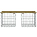 Garden bench with impregnated pinewood seat and galvanized steel gabion basket base