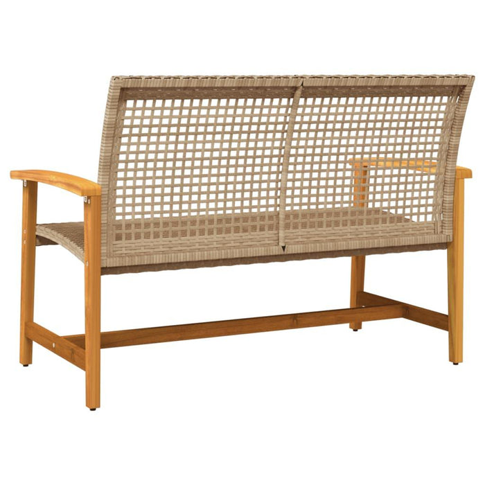 Garden Bench in Beige, Poly Rattan and Acacia Wood 112cm - Little and Giant Explorers vidaXL