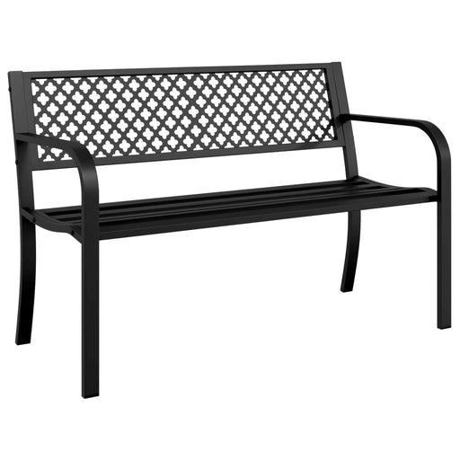 Garden Bench in Black and Steel (119cm) - Little and Giant Explorers vidaXL