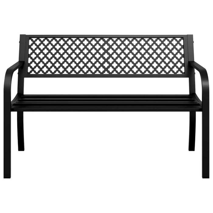 Garden Bench in Black and Steel (119cm) - Little and Giant Explorers vidaXL