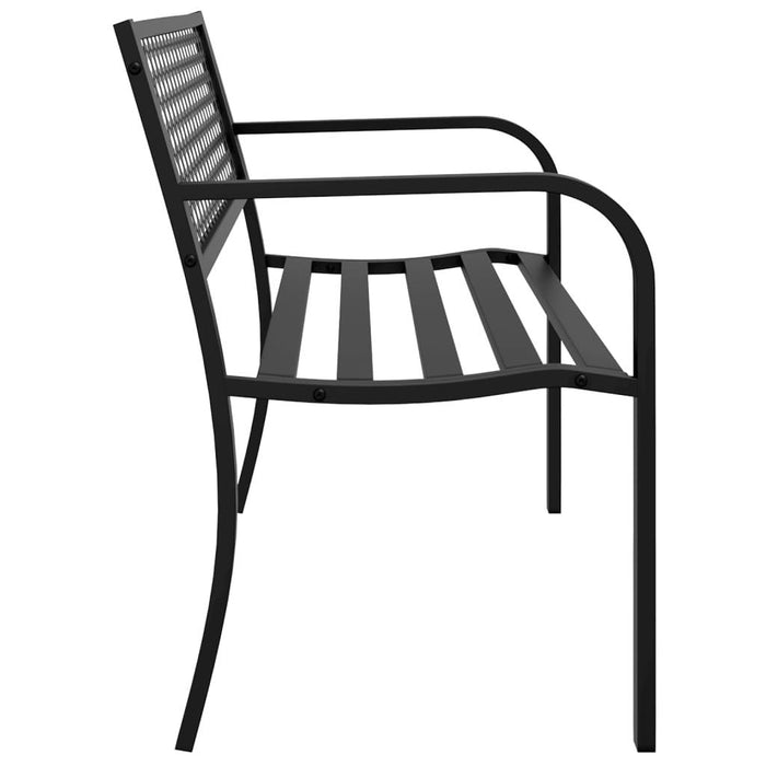 Garden Bench in Black and Steel (119cm) - Little and Giant Explorers vidaXL