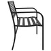 Garden Bench in Black and Steel (119cm) - Little and Giant Explorers vidaXL