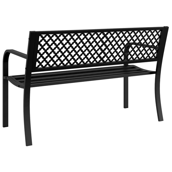 Garden Bench in Black and Steel (119cm) - Little and Giant Explorers vidaXL