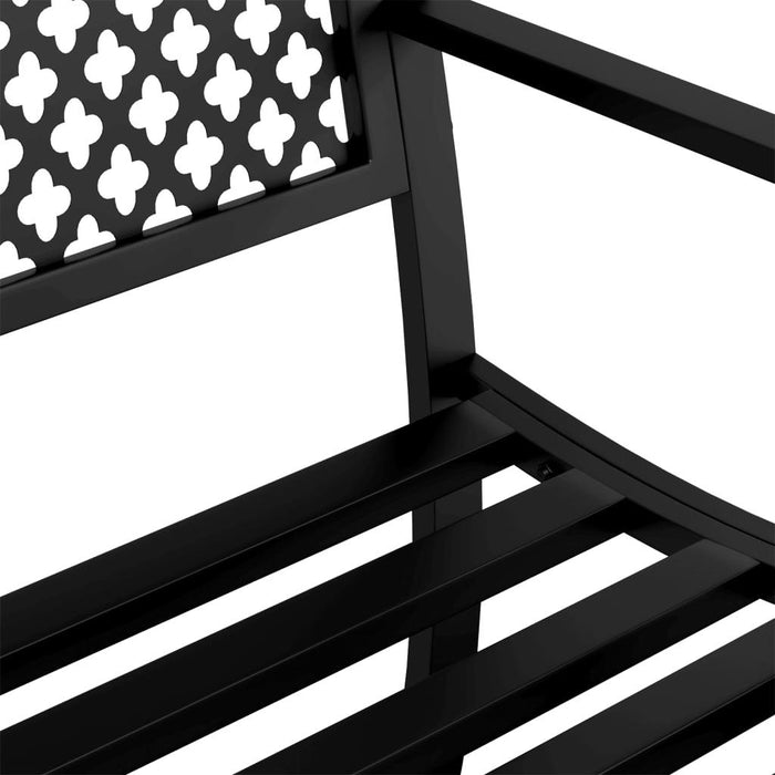 Garden Bench in Black and Steel (119cm) - Little and Giant Explorers vidaXL