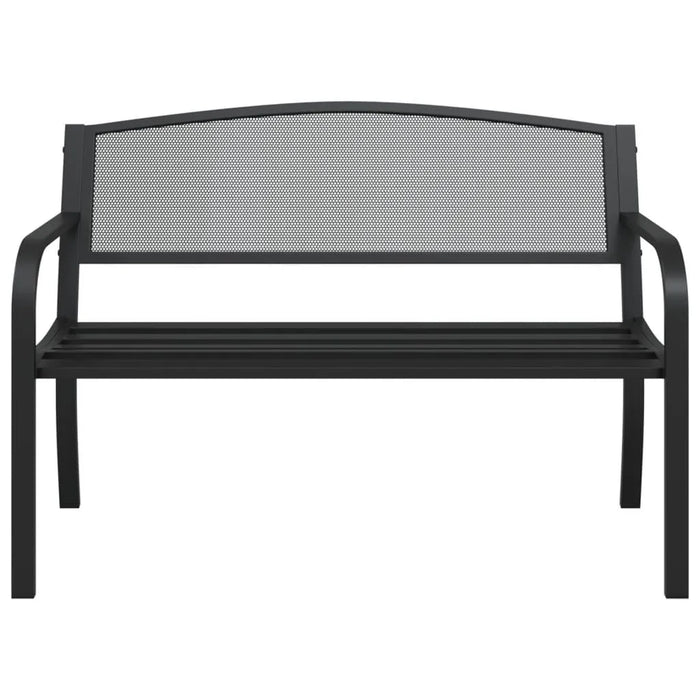 Garden Bench in Black and Steel (119cm) - Little and Giant Explorers vidaXL