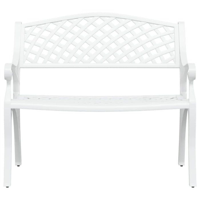 Garden Bench in White and Cast Aluminium - Little and Giant Explorers vidaXL