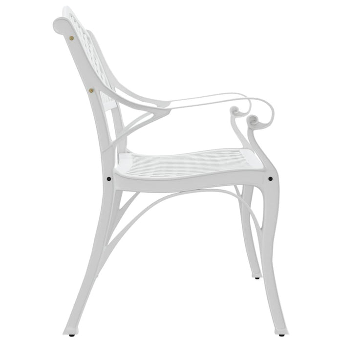 Garden Bench in White and Cast Aluminium - Little and Giant Explorers vidaXL