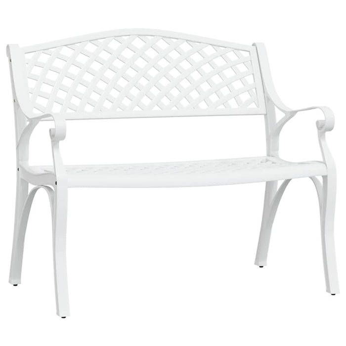 Garden Bench in White and Cast Aluminium - Little and Giant Explorers vidaXL