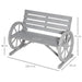 Garden Bench | Grey Fir Wood with Wagon Wheel Armrests 105.5cm - Little and Giant Explorers Outsunny