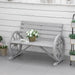 Garden Bench | Grey Fir Wood with Wagon Wheel Armrests 105.5cm - Little and Giant Explorers Outsunny
