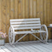Garden Bench | Grey Fir Wood with Wagon Wheel Armrests 105.5cm - Little and Giant Explorers Outsunny