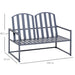 Garden Bench | Grey Steel Metal Two-Seater with Line Design and High Back Support - Little and Giant Explorers Outsunny