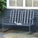 Garden Bench | Grey Steel Metal Two-Seater with Line Design and High Back Support - Little and Giant Explorers Outsunny