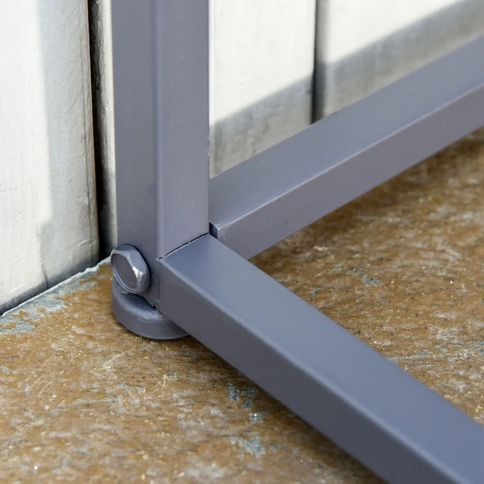 Garden Bench | Grey Steel Metal Two-Seater with Line Design and High Back Support - Little and Giant Explorers Outsunny