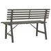 Black powder-coated steel garden bench with slatted backrest and modern design