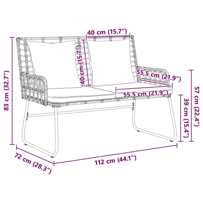 Garden Bench Set Poly Rattan Steel | UV-Resistant Outdoor Furniture with Modern Design - Little and Giant Explorers vidaXL