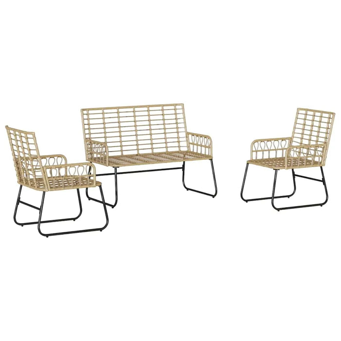 Garden Bench Set Poly Rattan Steel | UV-Resistant Outdoor Furniture with Modern Design - Little and Giant Explorers vidaXL