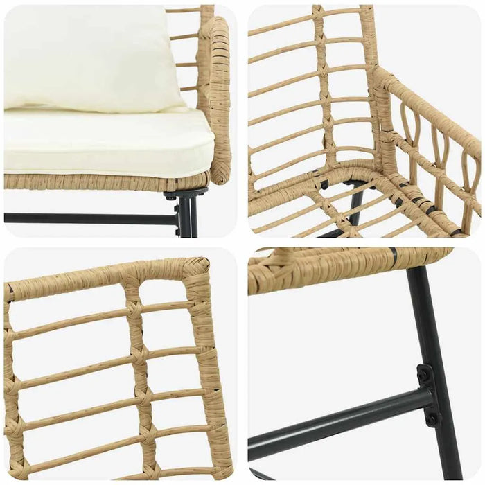 Garden Bench Set Poly Rattan Steel | UV-Resistant Outdoor Furniture with Modern Design - Little and Giant Explorers vidaXL