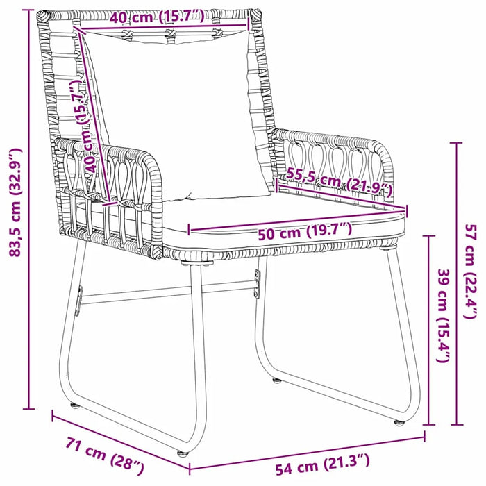 Garden Bench Set Poly Rattan Steel | UV-Resistant Outdoor Furniture with Modern Design - Little and Giant Explorers vidaXL