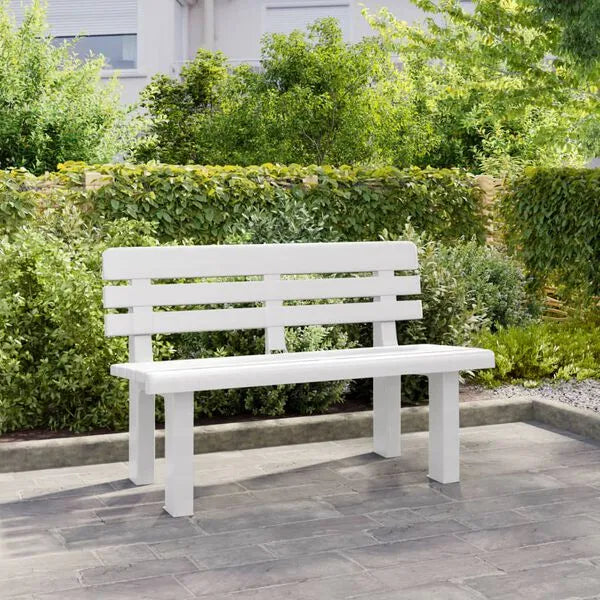 Garden Bench – White | Polypropylene Outdoor Bench with Backrest VIDAXL