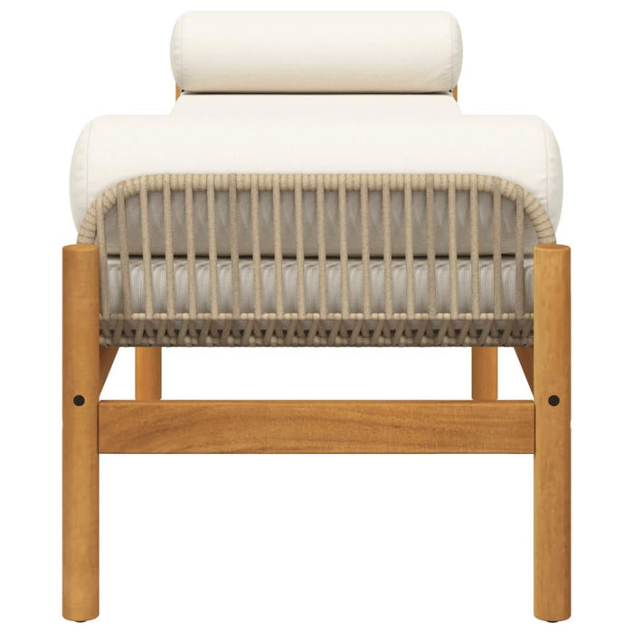 Garden Bench with Cushion in Beige and Poly Rattan Acacia - Little and Giant Explorers vidaXL