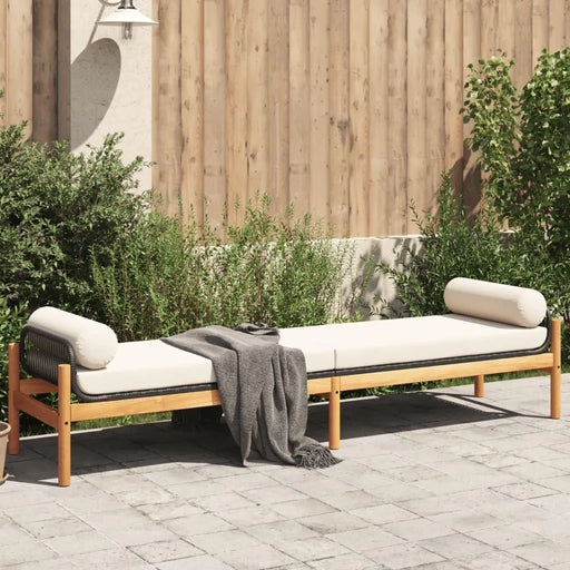 Garden Bench with Cushion in Black and Poly Rattan - Little and Giant Explorers vidaXL