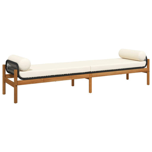 Garden Bench with Cushion in Black and Poly Rattan - Little and Giant Explorers vidaXL