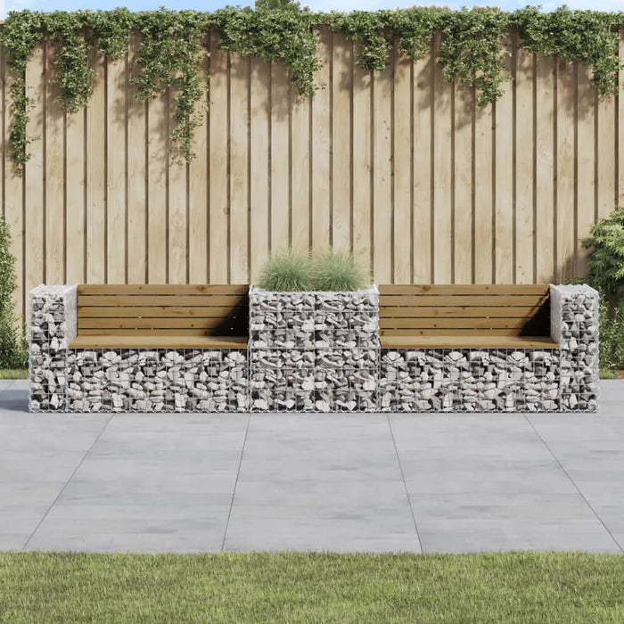 Garden Bench with Gabion Basket in Impregnated Wood Pine - Little and Giant Explorers vidaXL