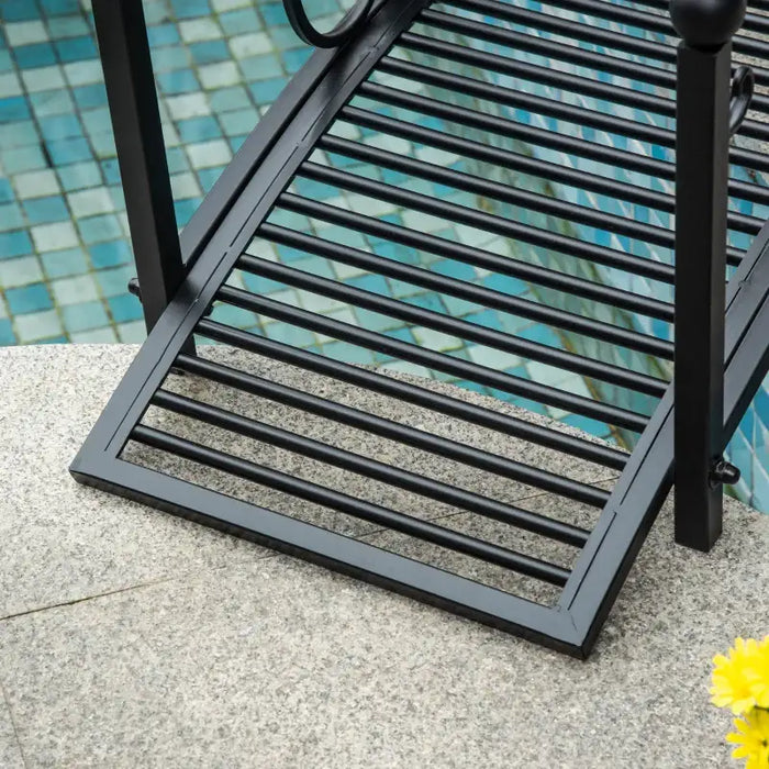Garden Bridge – Black Metal | Arched Design with Floral Rails - Decorative Pond OUTSUNNY - Little and Giant Explorers Outsunny