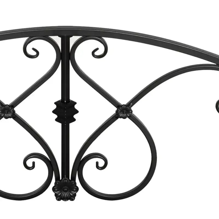 Garden Bridge – Black Metal | Arched Design with Floral Rails - Decorative Pond OUTSUNNY - Little and Giant Explorers Outsunny