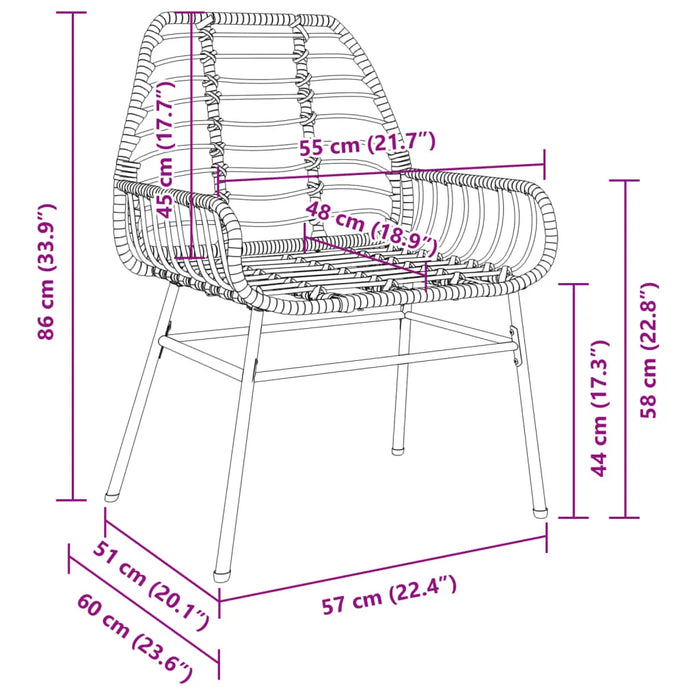 Garden Chairs 2 pcs Black Poly Rattan - Little and Giant Explorers vidaXL