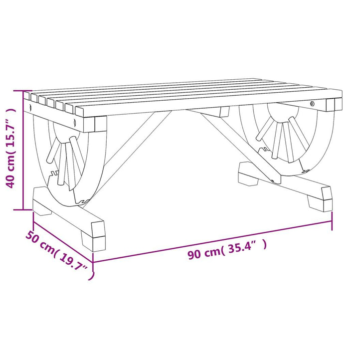 Garden Coffee Table in Solid Wood Fir (90 x 50 x 40cm) - Little and Giant Explorers vidaXL