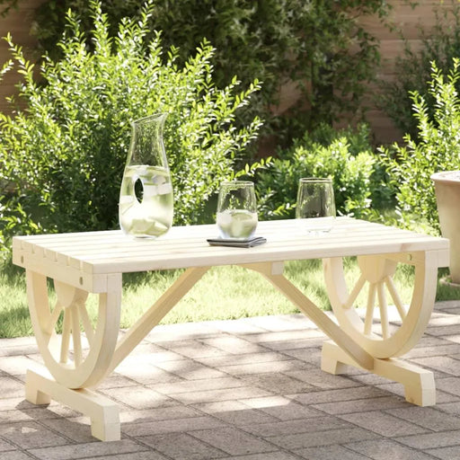 Garden Coffee Table in White and Solid Wood Fir (90 x 50 x 40cm) - Little and Giant Explorers vidaXL