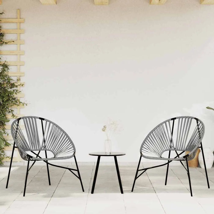 Garden Egg Chair in Black and Light Grey and Poly Rattan - Little and Giant Explorers vidaXL