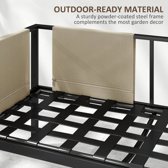 Garden Furniture Set Khaki Black Frame | 4-Piece with Mesh Side Pockets - Little and Giant Explorers Outsunny