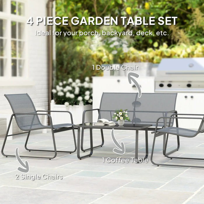 Four-Piece Minimalistic Garden Sofa Set in Light Grey - Little and Giant Explorers Outsunny