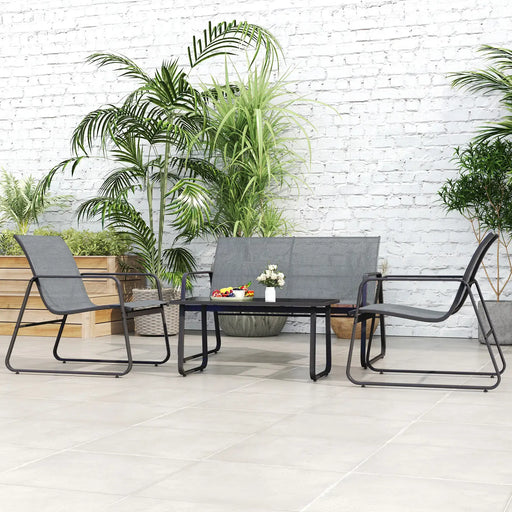 Four-Piece Minimalistic Garden Sofa Set in Light Grey - Little and Giant Explorers Outsunny