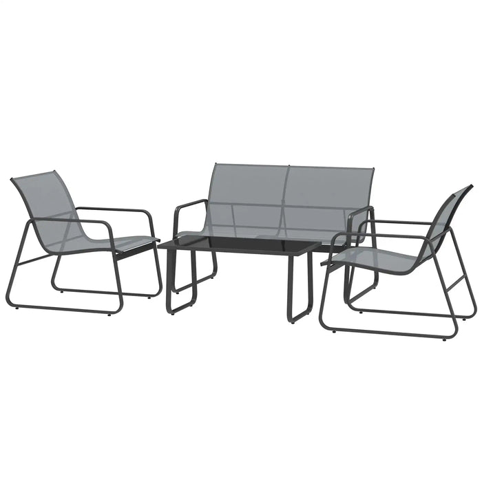 Four-Piece Minimalistic Garden Sofa Set in Light Grey - Little and Giant Explorers Outsunny