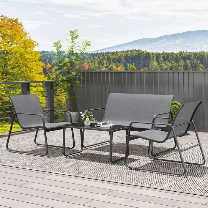 Four-Piece Minimalistic Garden Sofa Set in Light Grey - Little and Giant Explorers Outsunny