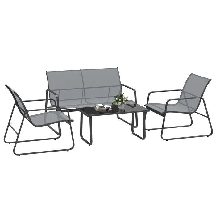 Four-Piece Minimalistic Garden Sofa Set in Light Grey - Little and Giant Explorers Outsunny