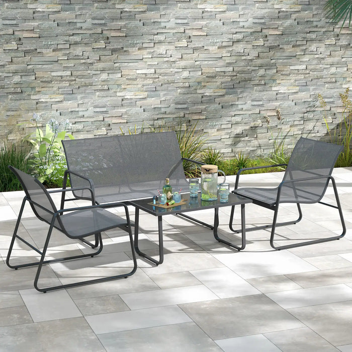 Four-Piece Minimalistic Garden Sofa Set in Light Grey - Little and Giant Explorers Outsunny