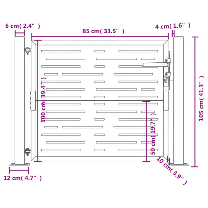 Garden Gate 105×105cm – Anthracite Laser-Cut Design | Galvanised Steel - Ground Mounts VIDAXL - Little and Giant Explorers vidaXL