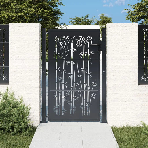 Garden Gate 105×130cm – Anthracite Steel Laser-Cut Design | Lockable Security Entrance with Posts VIDAXL - Little and Giant Explorers vidaXL