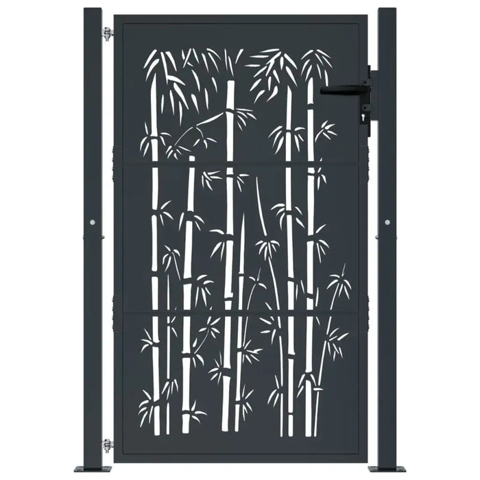 Garden Gate 105×130cm – Anthracite Steel Laser-Cut Design | Lockable Security Entrance with Posts VIDAXL - Little and Giant Explorers vidaXL