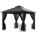 Garden Gazebo Patio Party Tent Shelter in Dark Grey (3 x 3m) - Little and Giant Explorers Outsunny