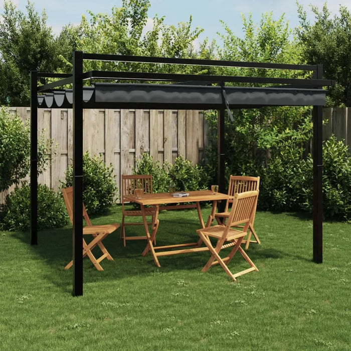 Garden Gazebo with Retractable Roof in Anthracite (3 x 3m) - Little and Giant Explorers vidaXL