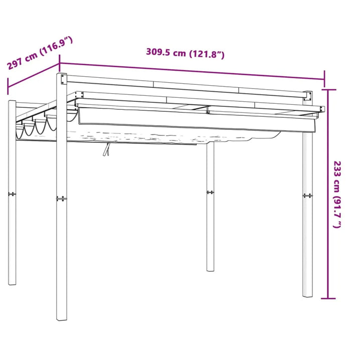 Garden Gazebo with Retractable Roof in Anthracite (3 x 3m) - Little and Giant Explorers vidaXL