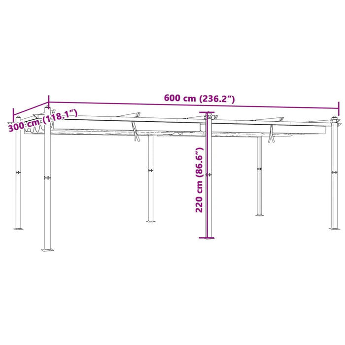 Garden Gazebo with Retractable Roof in Anthracite (3 x 6m) - Little and Giant Explorers vidaXL